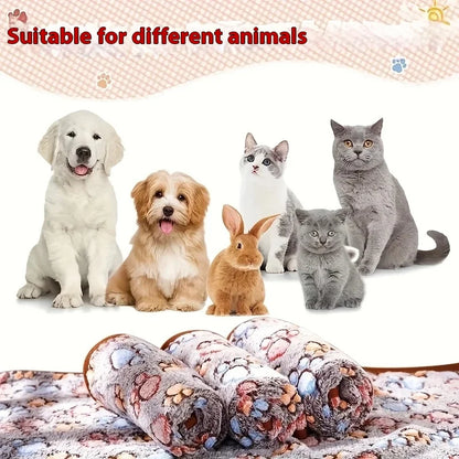 Soft Flannel Fleece Cat Dog Blanket Bed Mats Paw Foot Print Warm Pet Blanket Sleeping Beds Cover Mat For Dogs Cats Pets supplies