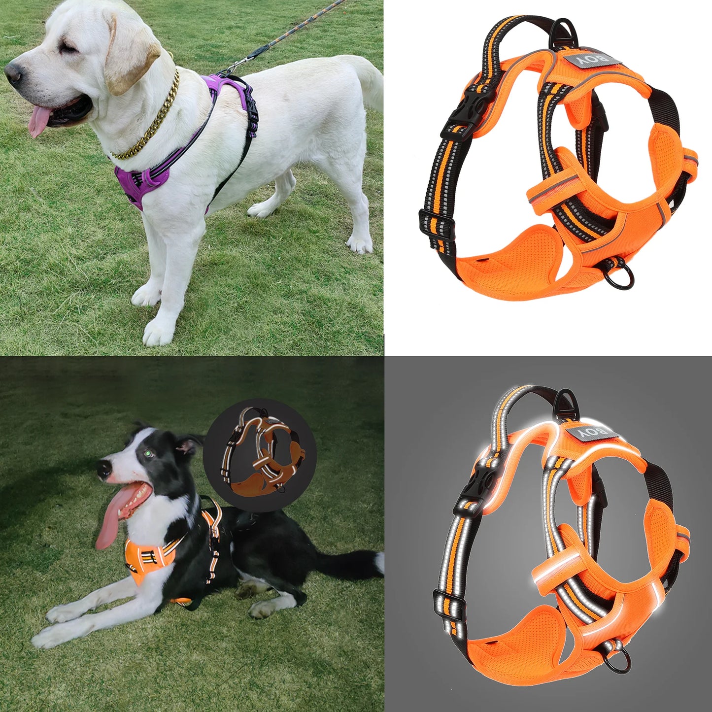 the REFLECTAGUARD PADDED HARNESS - Dog Harness, Pet Harness with Pull - 1 Leash Clip, Adjustable Padded Dog Vest, Reflective Non-Choking Pet Vest with Free Nameplate