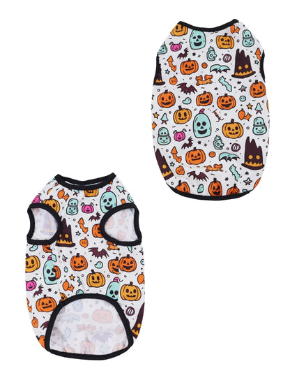 the PAWBOO HALLOWEEN VEST - 1 PC Halloween Pet Vest, Halloween Night Theme Sleeveless Printed T-Shirt, Cat & Dog Parties Style, Multiple Sizes Available