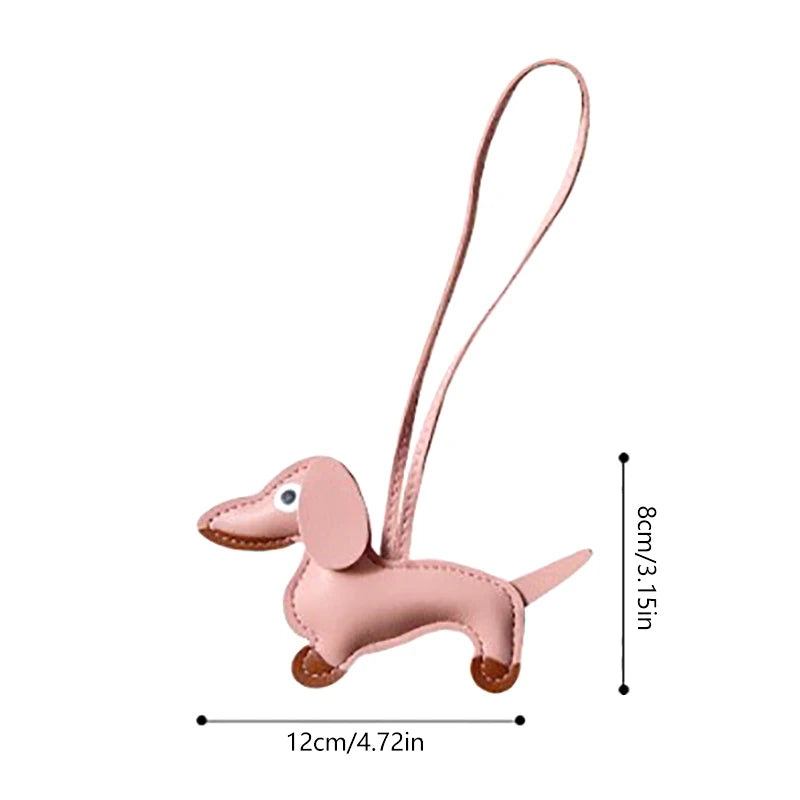 Multiple Colors Classic Leather Puppy Dog Keychain Pendant Lovely Dachshund Bag Charm Phone Pendant Trinket Key Ring Accessories