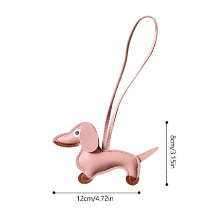 Multiple Colors Classic Leather Puppy Dog Keychain Pendant Lovely Dachshund Bag Charm Phone Pendant Trinket Key Ring Accessories