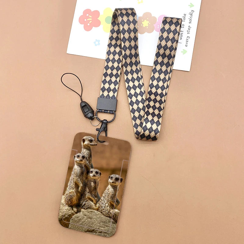 Cat and dog pattern Bank Credit ID Card Student Bus Card Holders Storage Protective Shell Pendant