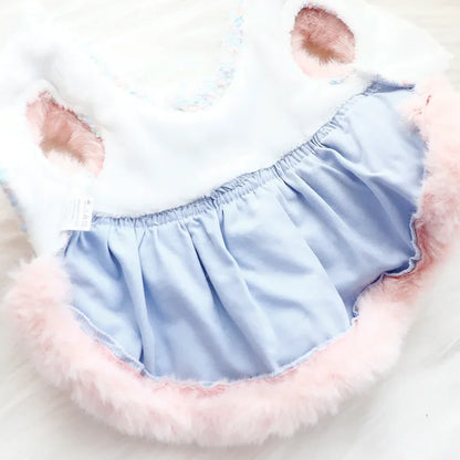 Dog Clothing Winter Thickened Cat Princess Dress Color Tow Dog Double-layer Skirt Fashion Design Warm Dog Coat