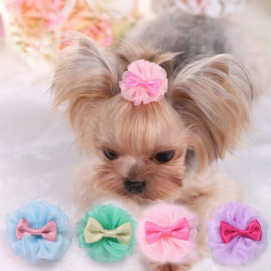the PRETTY GIRL BOW - Pet Hairpin, Cute Solid Color Flower Shaped Puppy Hair Clip, Dog/Cat and Puppy/Kitten Hair Grooming Decoration, Chihuahua Dog Accessories