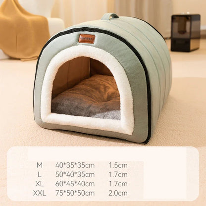 Winter Dog Bed Self-Warming Puppy House Cozy Cat Sleeping Tent Cave Beds Indoor Kitten Nest Kennel Hut for Small Medium Dog Cats