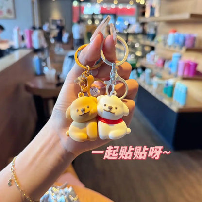Couples Magnetic Line Puppy Keychain Will Never Leave Cute Dog Key Pendant Kulomi Melody keychain Gift Girl Bag Pendant