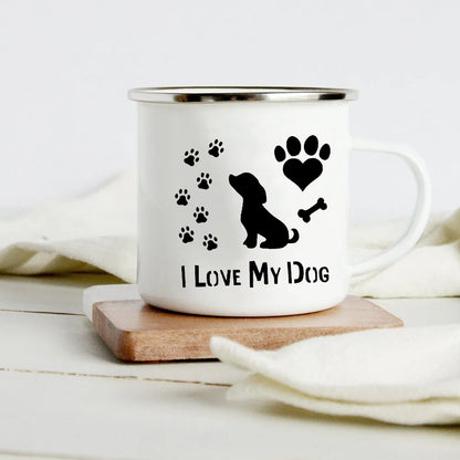 Funny Dachshund Print Creative Enamel Mug Coffee Wine Mugs Cartoon Dogs Paw Party Drink Beer Juice Milk Cups Gifts for Lover Dog