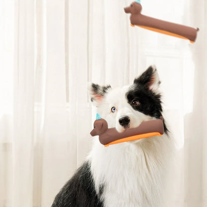 Dog Chew Toy Silicone Simulated Dachshund Modeling Squeaky Interactive Puppy Toy Bite Resistant Dog Accessories