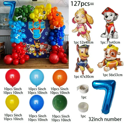 1set Dog PAW Patrol Aluminum Balloons figure 1 2 3 4 5 6 year old birthday party decoration Balloon Baby