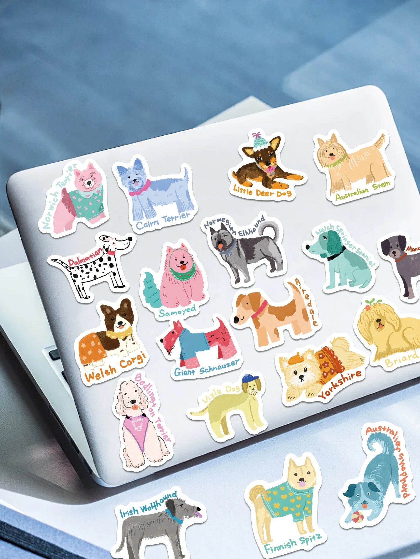 100pcs cartoon cute hand-painted wind dog stickers Diary scrapbook phone case laptop water bottle waterproof decorative stickers