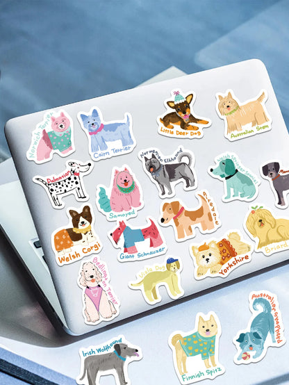 100pcs cartoon cute hand-painted wind dog stickers Diary scrapbook phone case laptop water bottle waterproof decorative stickers