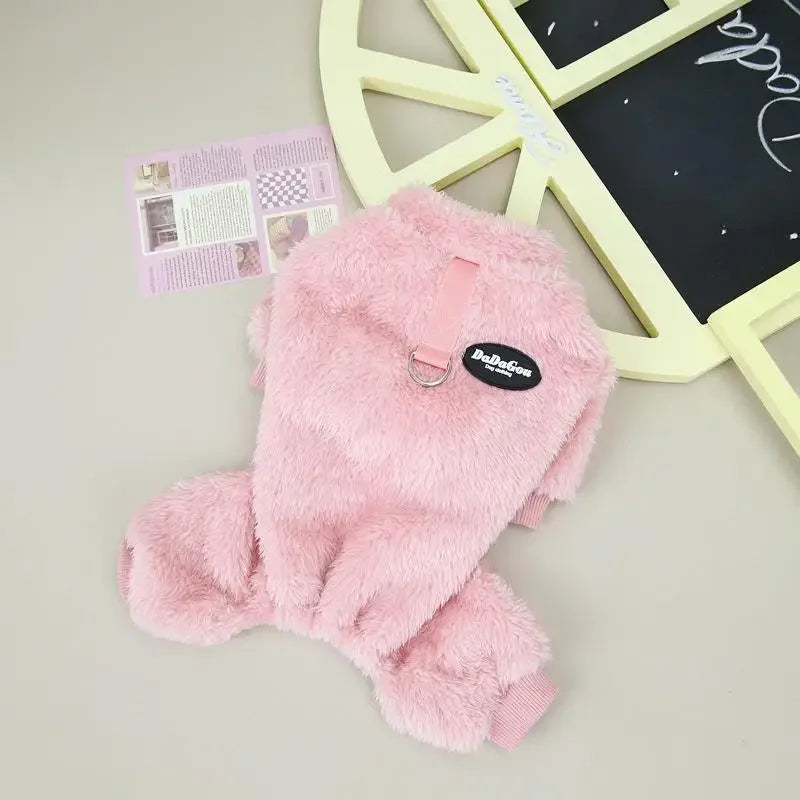 Autumn Winter Dog Cat Warm Clothes Pullover Plush Jumpsuit for Small Medium Dogs Chihuahua Poodle Bulldog Four-legged Coat
