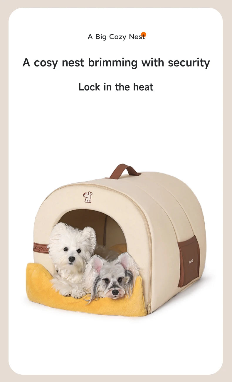 HOOPET Enclosed Dog Bed for Anxiety, Self Warming Calming Pet Tent with Removable Plush Mat, Washable Large Indoor House