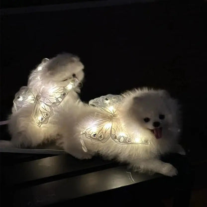 the ANGEL WINGS - Cute Glowing Dog Wing Butterfly for Small/Medium Dog Clothes, Sweet Gift Pet Back Decoration