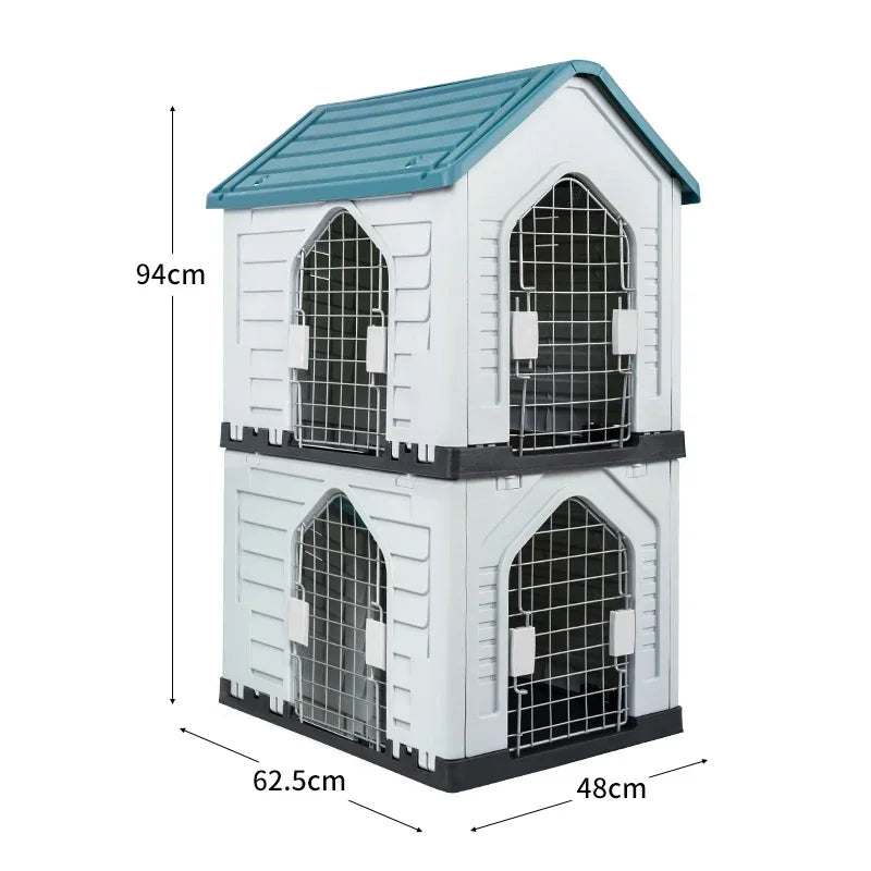 Double-decker kennel outdoor four-season dog house autumn and winter rainproof dog house outdoor stray cat nest dog cage villa