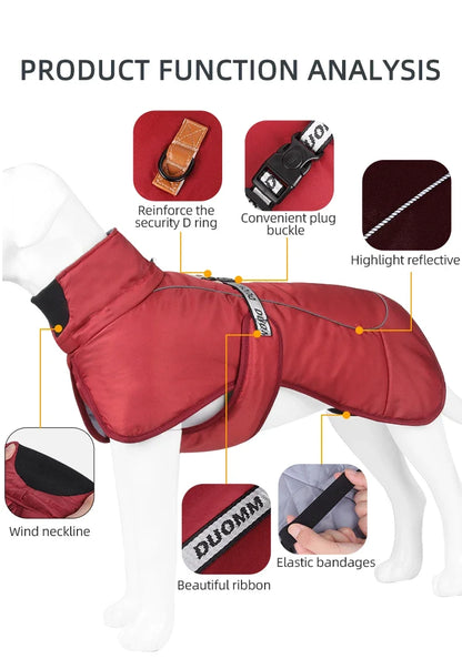 the WINDSNUG HIGH-COLLAR - Dog Jacket, Winter Warm Puppy Clothes for Small/Medium Dogs, High Collar Windproof French Bulldog/Pug Outfits, Costume Pet Apparel