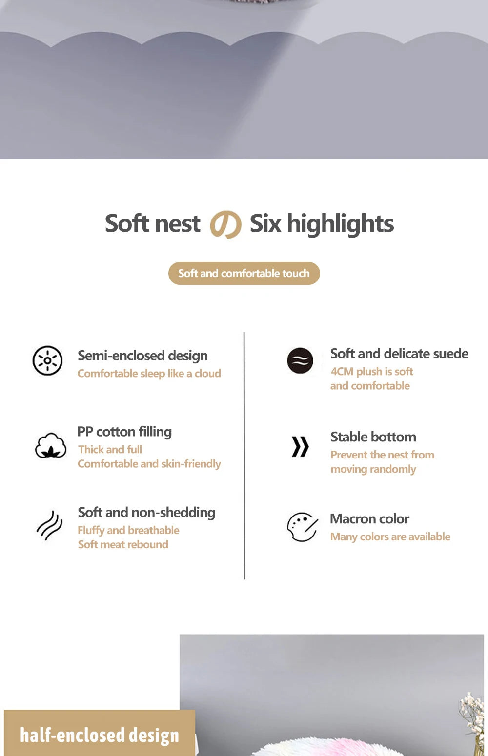 Super Soft Pet Bed Kennel Dog Round Cat Winter Warm Sleeping Bag Long Plush Large Puppy Cushion