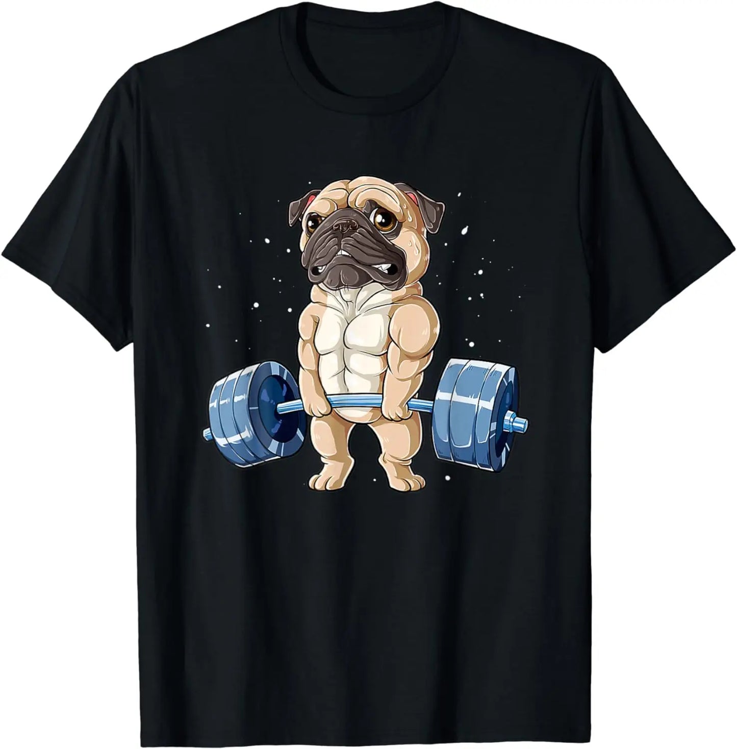 the PUG GYM DOG - Pug Weightlifting Funny Animal Men Fitness Gym Workout Tee, T-Shirt for Men/Women, Men Clothing Print Tee