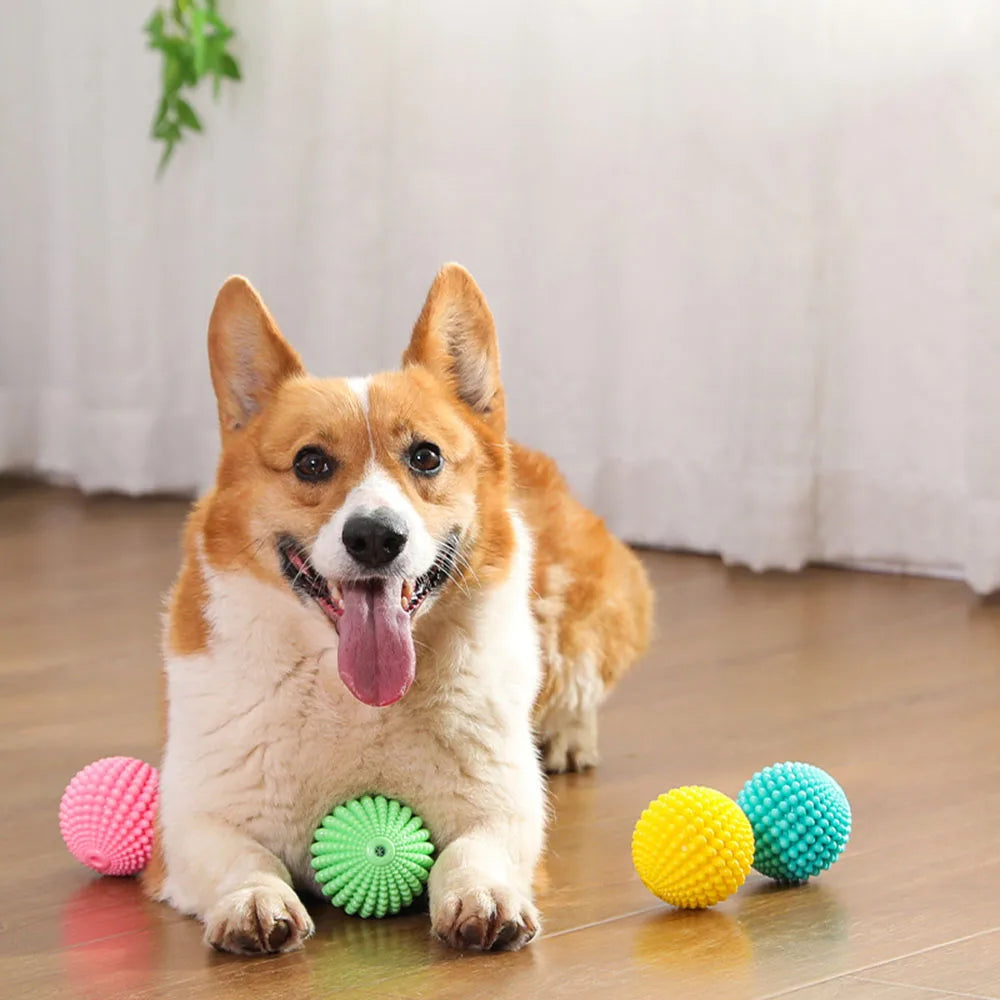 Pet Chew Toy Squeaky Corn Ball, Durable Dog Chewing Ball for Teeth Grinding & Cleaning, Puppy Boredom Relief Pet Supplies