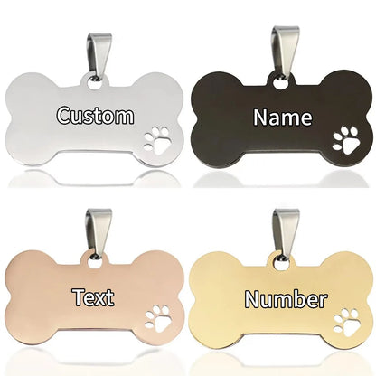 Personalized Dog Tag Stainless Steel Custom Engraved Bone Dog Charm For Pet Collar Dog Id Name Tag Gift Pendant Supplies Jewelry