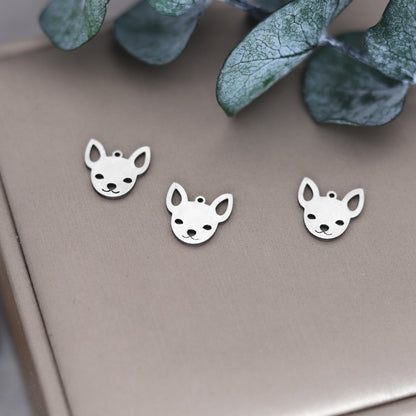3pcs Tiny Chihuahua Dog Charms Cute Fun Quirky Stainless Steel Pendant Diy Craft Earrings Bracelets Jewelry Making Accessories