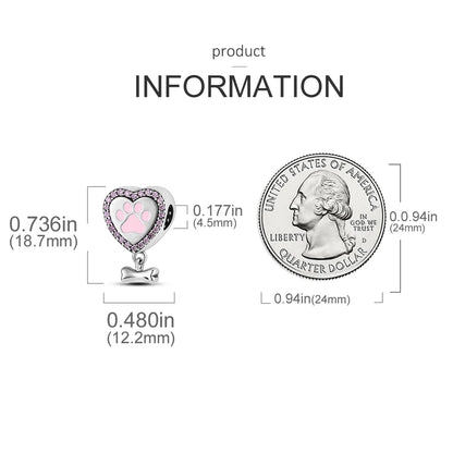 Dog Pet Charms 925 Silver Doggy Paw French Bulldog Bones Beads fit Original Bracelet DIY Fine Jewelry