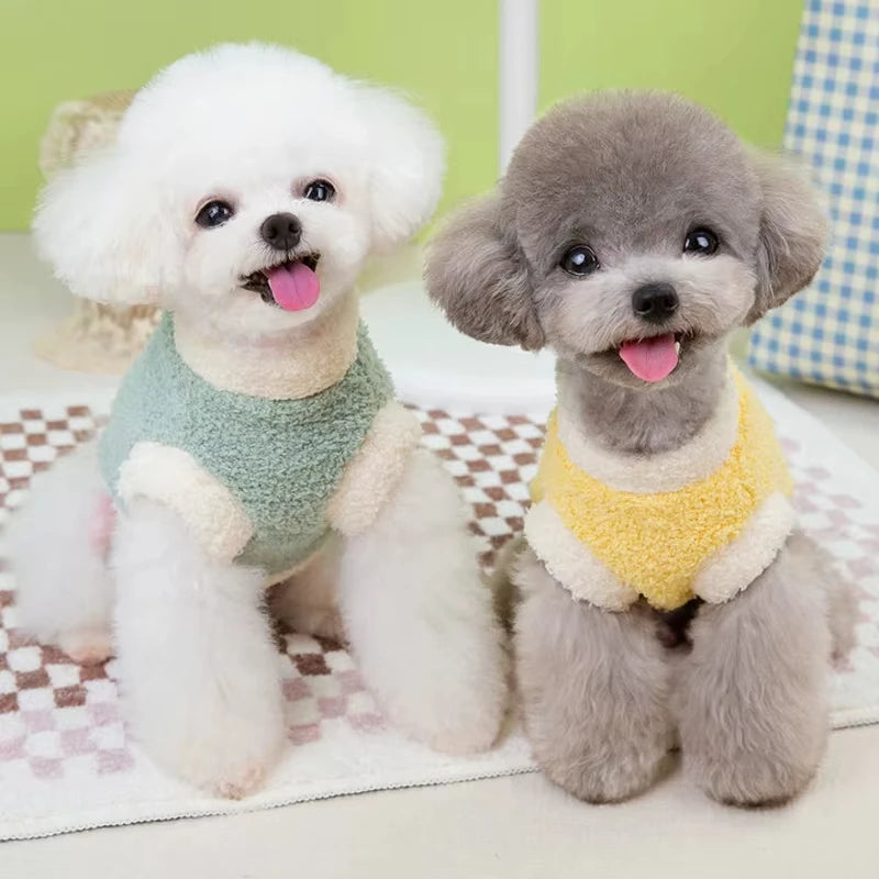 Winter Warm Dog Clothes with D-ring Plush Dog Coat for Small Medium Dogs Soft Puppy Clothes Chihuahua Yorkie Clothing Pet Supply