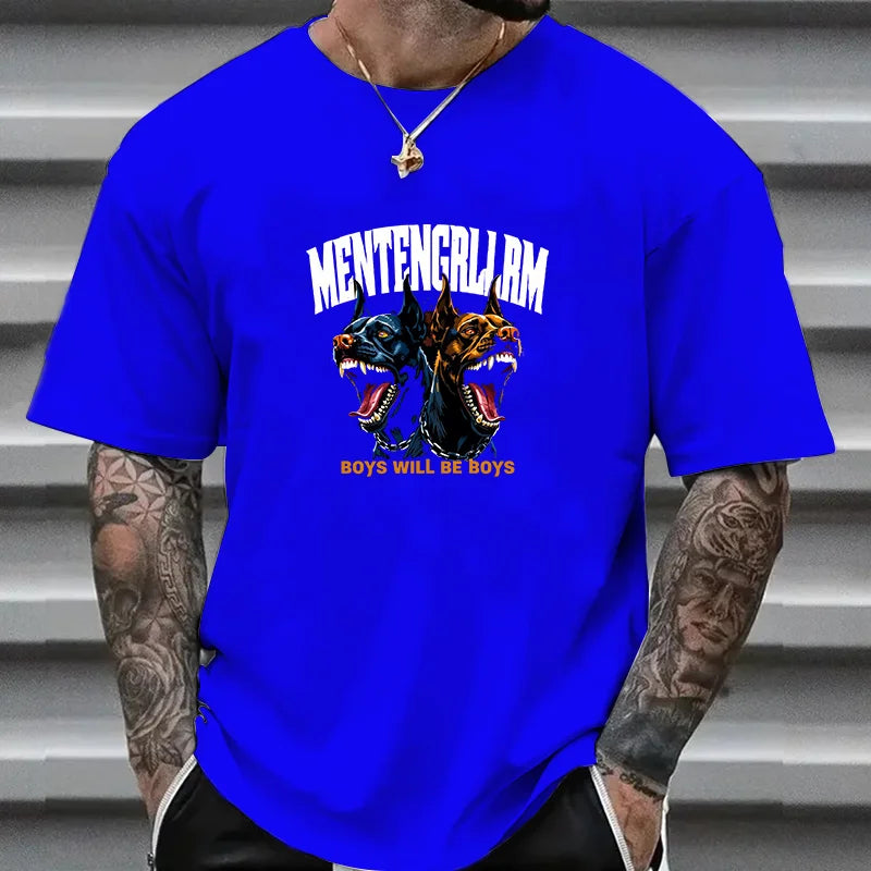 the BAD BOYS - Luxury Brand for Men's T-Shirt, Summer 100% Cotton High Quality Printed Dogs Short Sleeve T-Shirt, Street Fashion Top