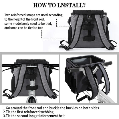 Dog Bike Basket, Small Medium Pets Dog Basket for with Breathable Mesh, Removable Bicycle Basket Front Handlebar Bicycle Basket