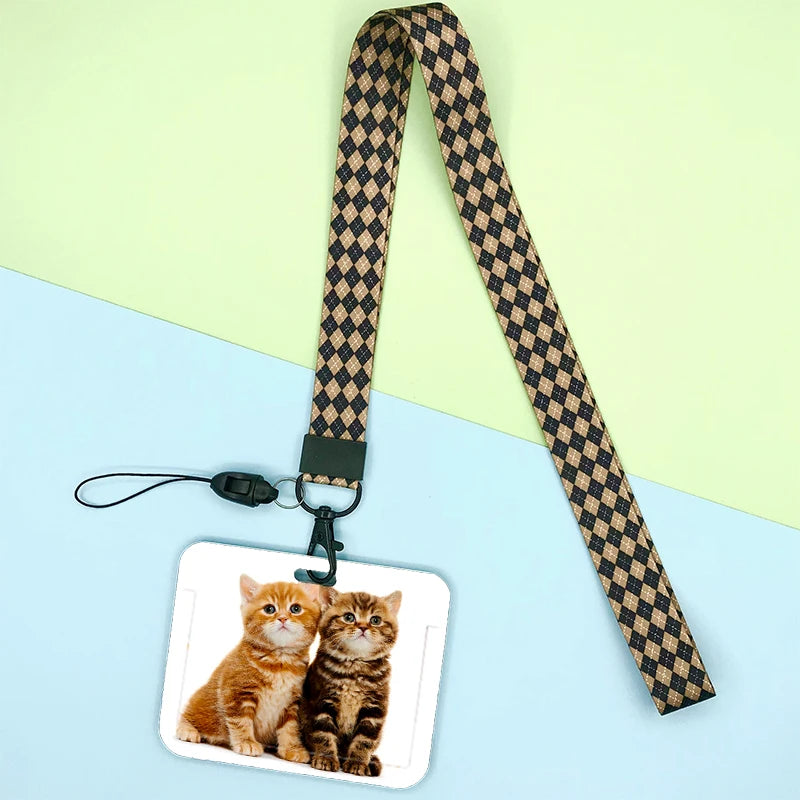 Cat and dog pattern Bank Credit ID Card Student Bus Card Holders Storage Protective Shell Pendant