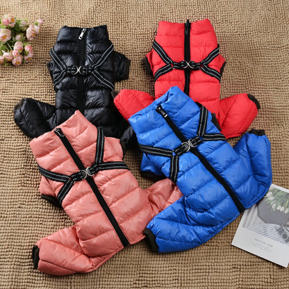 Winter Pet Jumpsuit Soft Warm Puppy Jacket Coat For Small Dogs Cats Zipper Solid Apparel Chihuahua French Bulldog Sphynx Costume