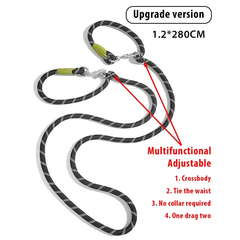 the GLOWSTRIDE NYLON LEASH - Reflective Nylon Leashes Pet Dogs Chain Traction Rope, Leads for Running Hands-Free, Rope Chain for Small/Large Dogs