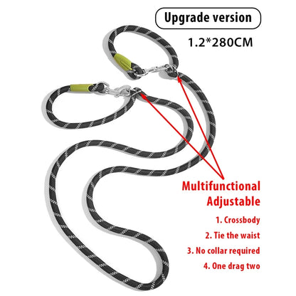 the GLOWSTRIDE NYLON LEASH - Reflective Nylon Leashes Pet Dogs Chain Traction Rope, Leads for Running Hands-Free, Rope Chain for Small/Large Dogs