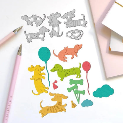 Balloon Dachshund Die Cuts Carbon Steel Die Cuts Cutting Dies Dog Frame Stencils Scrapbooking Embossing Template Dies for Card