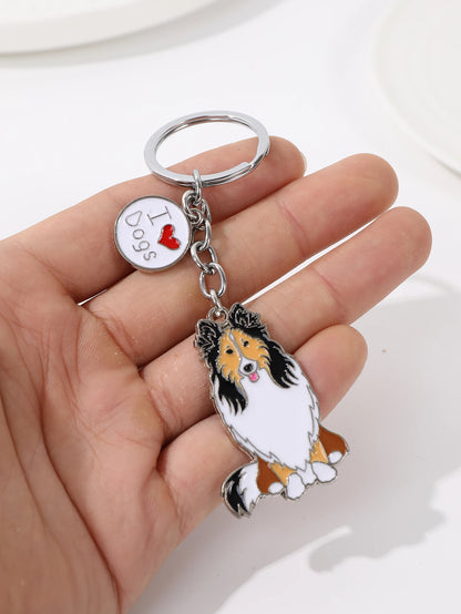 Pet dog car keychain pendant creative metal accessories key ring holiday gifts