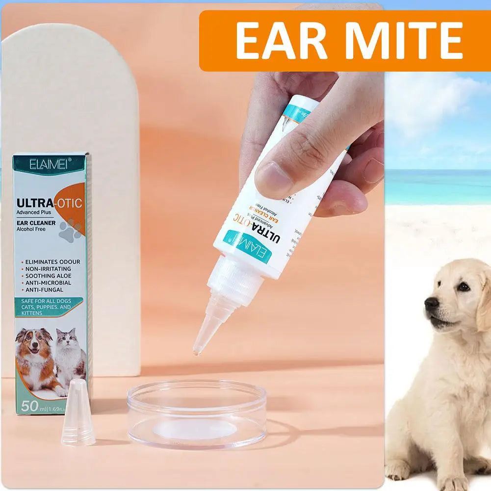 the EAR CLEANER - 50ML Pet Ear Mite Cleaner Earwax Odor Removal