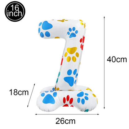 Dog Theme Party Decor Dog Paws Animals Pet Foil Balloons Number Standing Ballons  Baby Shower Kids Happy Birthday Banner Decor
