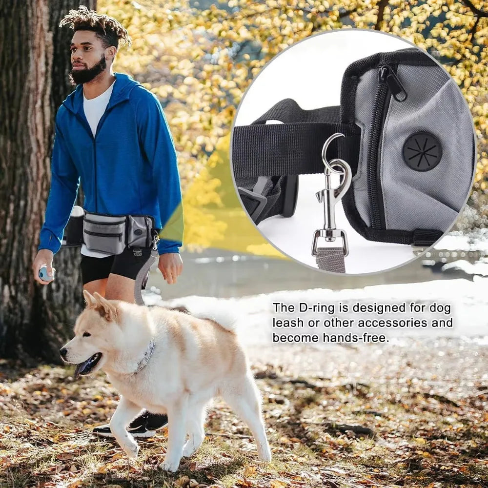 the TREAT & TRAIL - Dog Training Walking Bag Hand Free Treat Pouch, Running Waist Bag, Pet Puppy Train Snack Feeder Pocket, Dog Bowls Water Cup Bags