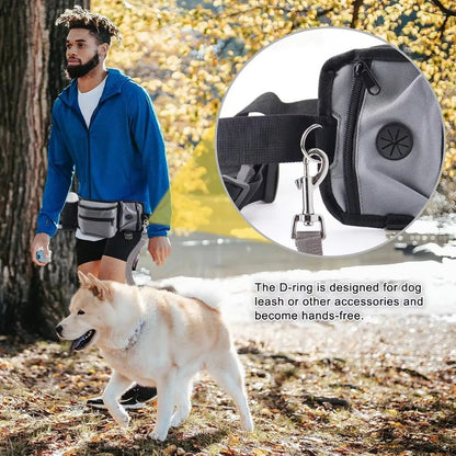 the TREAT & TRAIL - Dog Training Walking Bag Hand Free Treat Pouch, Running Waist Bag, Pet Puppy Train Snack Feeder Pocket, Dog Bowls Water Cup Bags