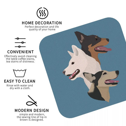 Family Of Dogs Coasters Kitchen Placemats Non-slip Insulation Cup Coffee Mats For Decor Home Tableware Pads Set of 4