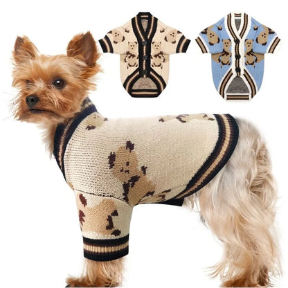 Pet Dog Sweater for Small Medium Dogs Puppy Cat Bear Pattern Cardigan Coat Chihuahua Yorkshire Clothes Outfit Dog Costume