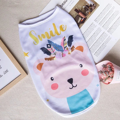 Quick-drying Yorkie Dog Vest Dog Tank Top Summer/Spring Cartoon Hoodie Chihuahua Dog Clothes French Bulldog Puppy Dogs/Cat Shirt