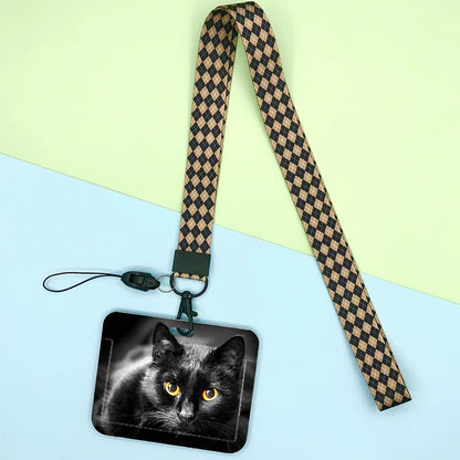Cat and dog pattern Bank Credit ID Card Student Bus Card Holders Storage Protective Shell Pendant