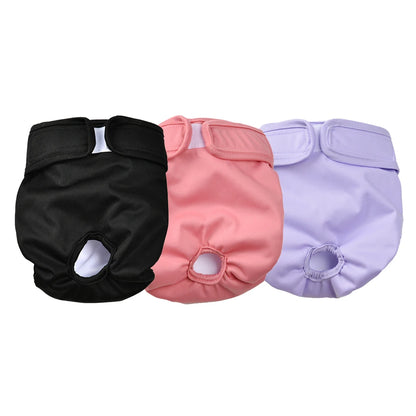 3pcs Female Dog Diapers Washable Reusable Doggie Puppy Nappies Physiological Pants Cute Adjustable Pet Sanitary Panties Short