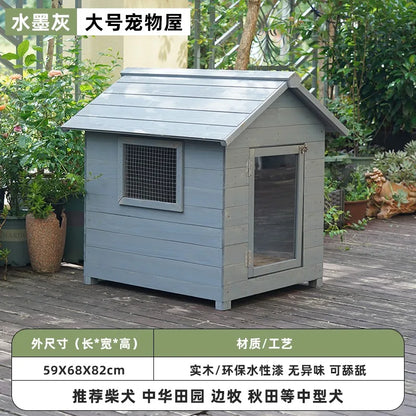 the GOOD DOG DOGHOUSE - Large Dog Kennel, Outdoor Semi-Enclosed Kennel, Winter Outdoor Doghouse, Rainproof and Cold-Proof Luxury Dog Villa