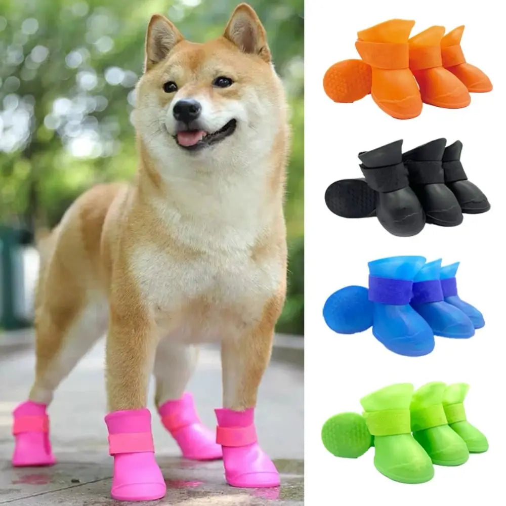 the BOLD DOGGY BOOTS - Durable Soft Silicone Pet Rain Shoes, Anti-Slip Waterproof Dog Rain Boots, Dog Ankle Boots