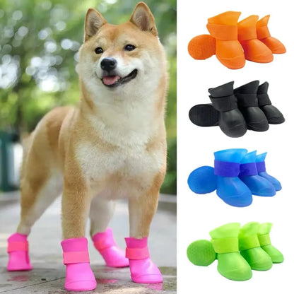 the BOLD DOGGY BOOTS - Durable Soft Silicone Pet Rain Shoes, Anti-Slip Waterproof Dog Rain Boots, Dog Ankle Boots