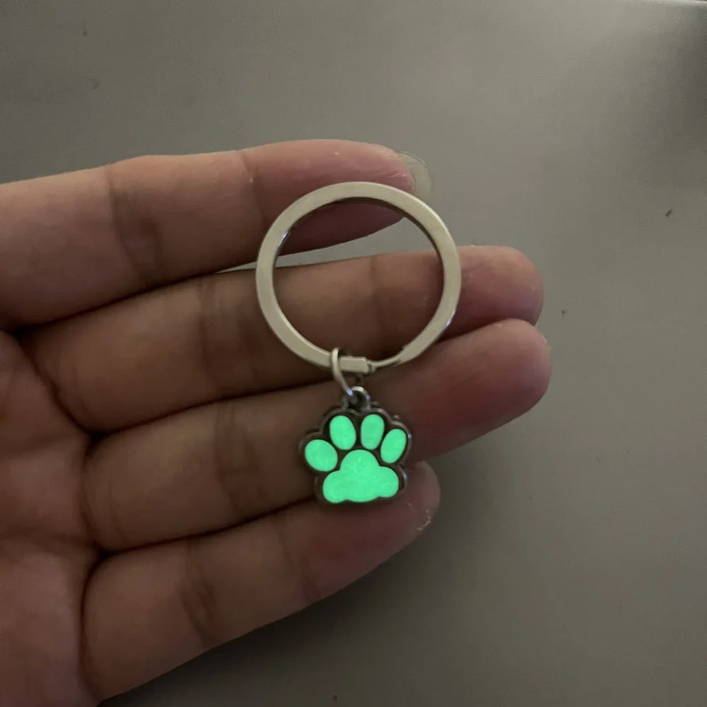 Luminous Dog Cat Paw Keychain Creative Green Blue Glow In Dark Key Ring Bag Accessories For Holder Bag Charm For Women