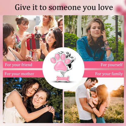 Dog Pet Charms 925 Silver Doggy Paw French Bulldog Bones Beads fit Original Bracelet DIY Fine Jewelry