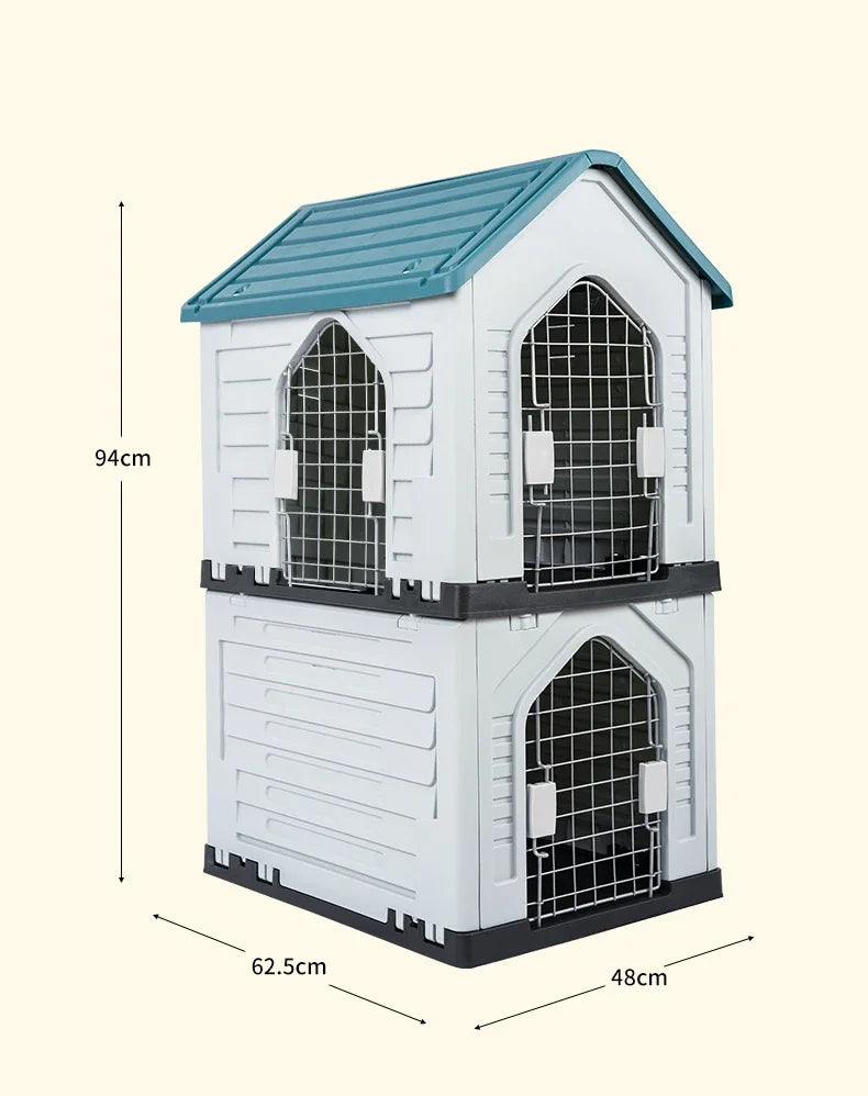 Double-decker kennel outdoor four-season dog house autumn and winter rainproof dog house outdoor stray cat nest dog cage villa